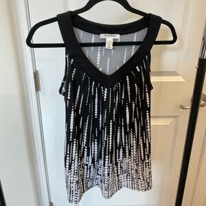 White House Black Market Sz S Flowy Tank Top Polka Dot Waterfall Tunic